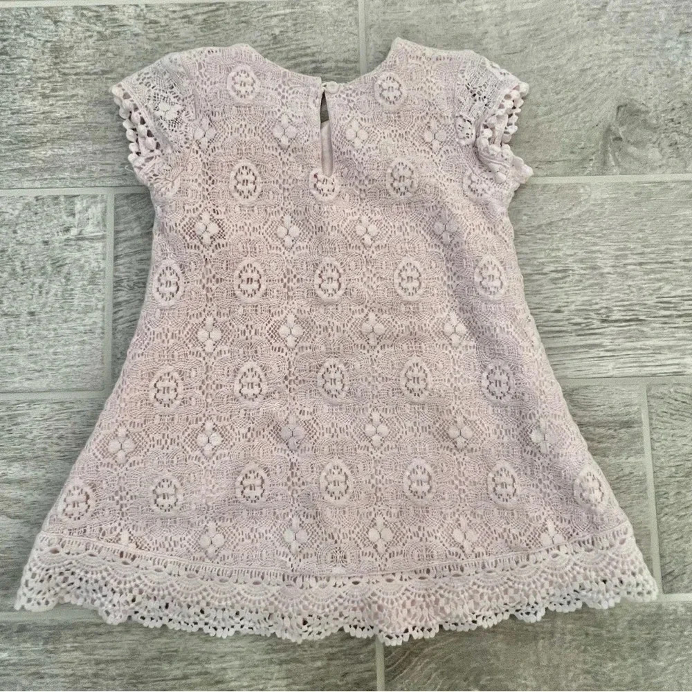 Mimo & Co Baby Girl Lace Dress Size 24 Months Blush Pale Pink - Picture 7 of 9